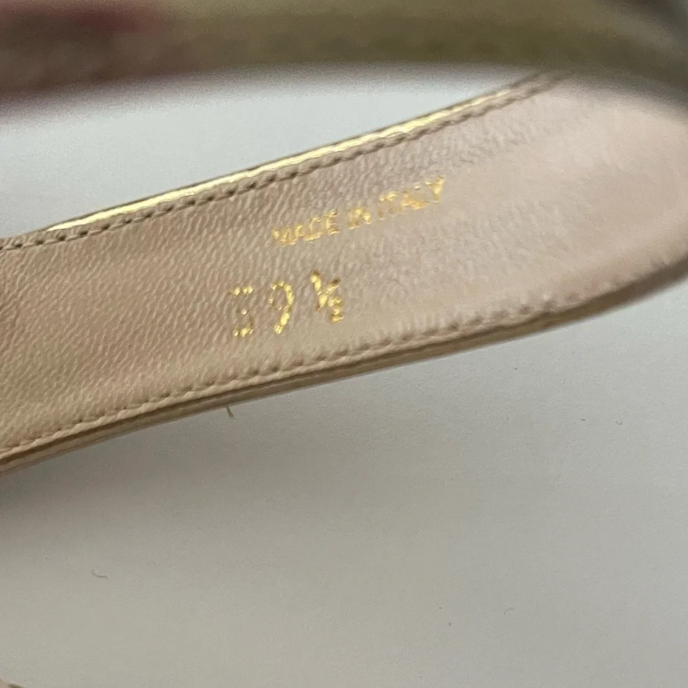 Prada Gold Metallic Cork Wedge Sandals